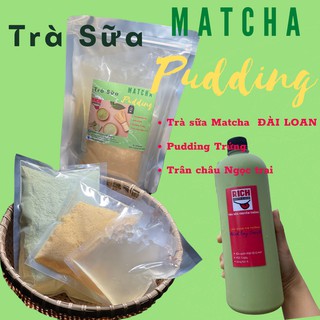 SET TRÀ SỮA MATCHA Pudding Ngọc trai - RICH