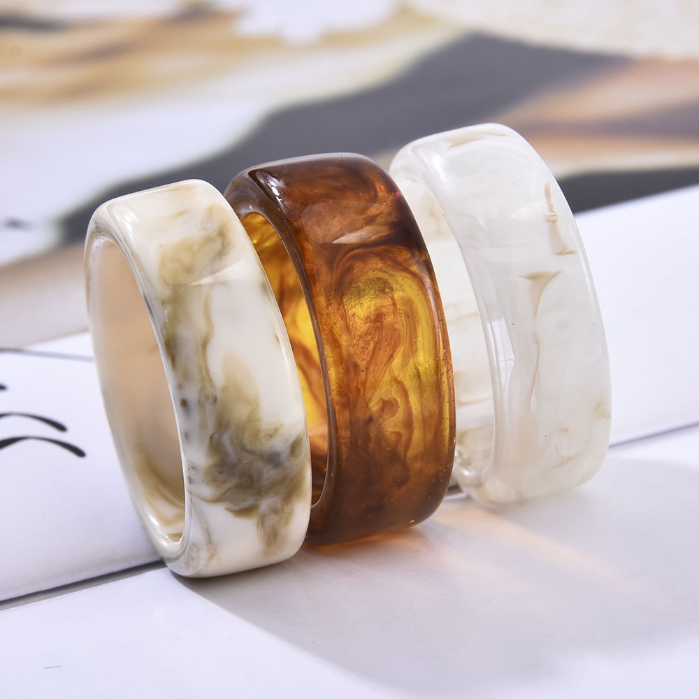 Nhẫn đeo tay mai rùa hình tròn bằng nhựa resin thời trang cho nữ