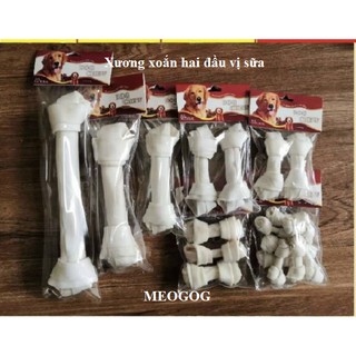 Xương xoắn hai đầu vị sữa xương da bò xương gặm sạch răng cho chó MEOGOG