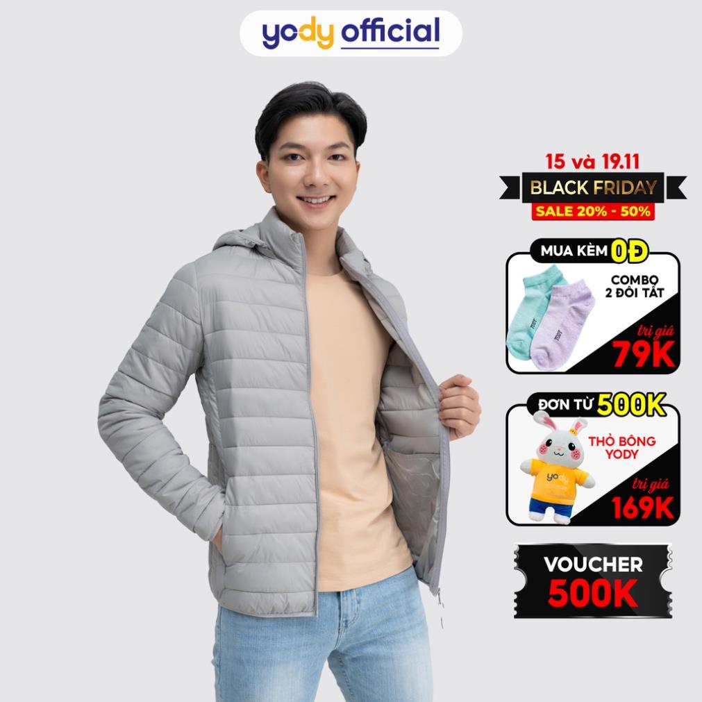 Áo phao nam YODY siêu nhẹ giữ ấm tốt mũ có thể tháo rời - PHM4001 Đẹp