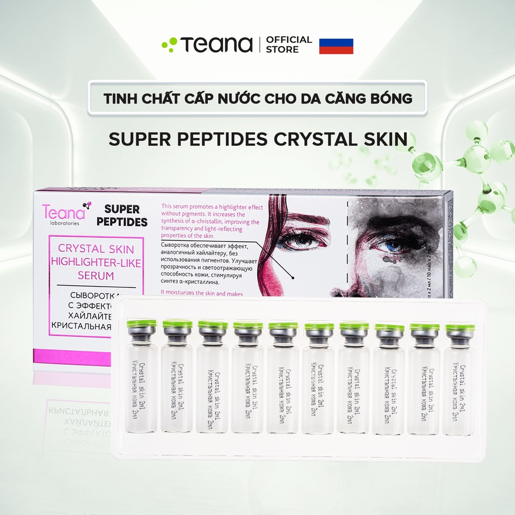 Serum Teana Super Peptides Crystal Skin dưỡng da căng bóng, bắt sáng - kit 1 ống 2ml [Hàng Tặng Không Bán]