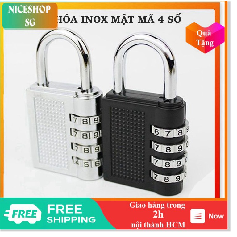 Ổ khóa inox mật mã 4 số - Ổ khóa inox mật mã 4 số không sợ quên chìa khoá chống trộm tốt