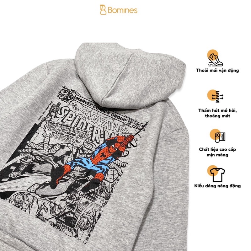 Áo hoodie bé trai Người nhện, áo chui đầu mùa đông Bomines 16-38kg