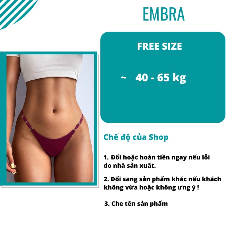 Quần lót nữ EMBRA Vic lọt khe cạp hoạ tiết V sexy EBQL17