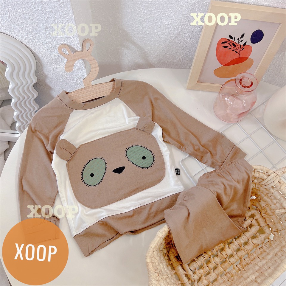 Xả hàng Bộ dài tay chất thun lạnh- Bộ dài tay xoop  in họa tiết 2 mắt 2 tai cho bé  BD12