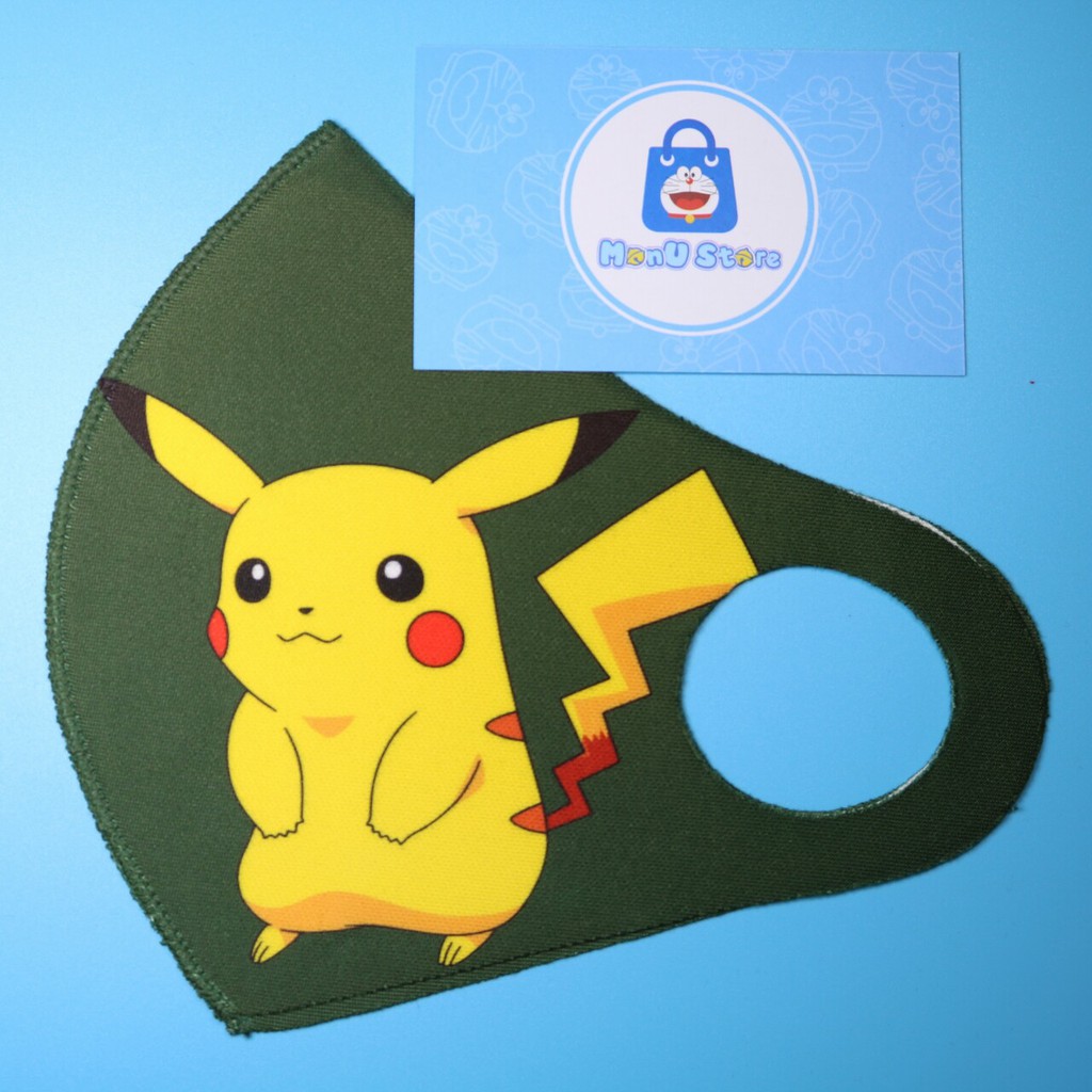 Khẩu trang vải su 3D hoạt hình PIKACHU dễ thương cute dành cho người lớn và em bé | BigBuy360 - bigbuy360.vn