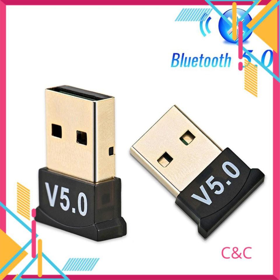 USB Bluetooth 5.0 CSR cho máy tính laptop tạo kết nối không dây LOẠI TỐT bắt sóng cực khỏe mét tặng đĩa cài