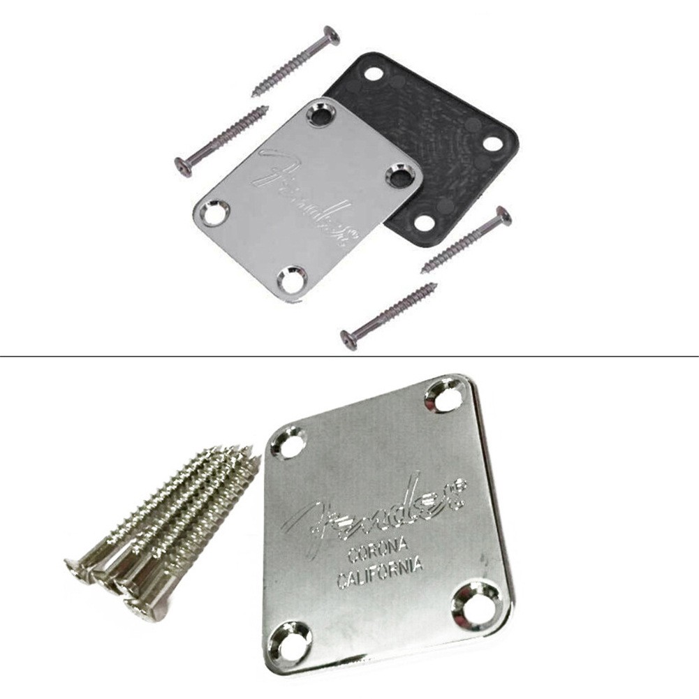 Nắp sắt phía sau cần đàn guitar Electric Fender I Fender F Neck Plate Chrome