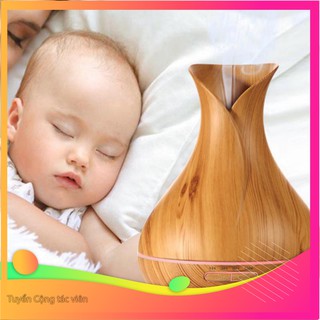 Máy xông tinh dầu, máy khuếch tán tinh dầu kiêm đèn ngủ cánh hoa 8