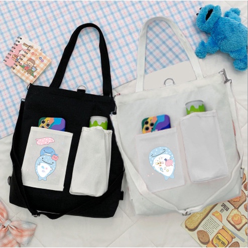 Túi Vải Tote Kiêm Balo doraemon TBL4 totoro vô diện chuột vàng shin  one piece sumikko jinbeisan kero CCS usagyu