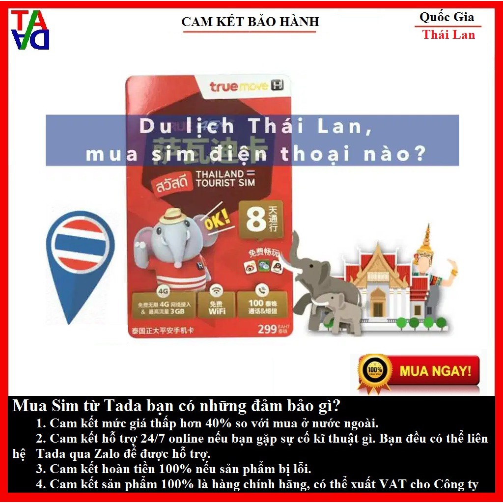 Sim Thái Lan Có Sẵn 15GB Data Và 100Bath 15 ngày - Sim Du Lịch Và Công Tác Thái Lan
