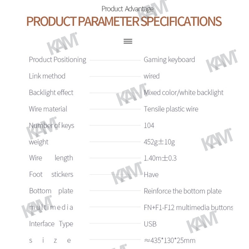 Bàn Phím Chơi game Kam K500 104 Phím Có Đèn Nền Trắng / Đen Chuyên Dụng Cho notebook