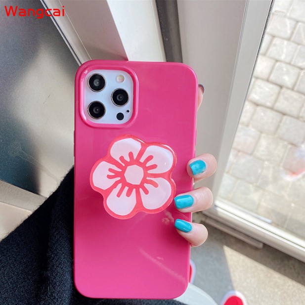 Huawei Nova 8 7 Pro 7i 6 SE 4e 4 3i 3 P40 P30 P20 Mate 40 30 20 Pro Phone Case Flower Holder Stand Candy Rose Red Plum Fresh Cute Simple Soft TPU Casing Case Cover