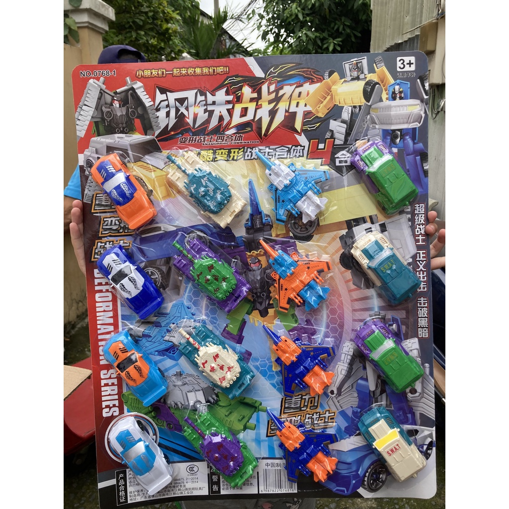 Bộ đồ chơi lắp ráp 4 phương tiện giao thông xe biến hình siêu nhân - đồ chơi giáo dục