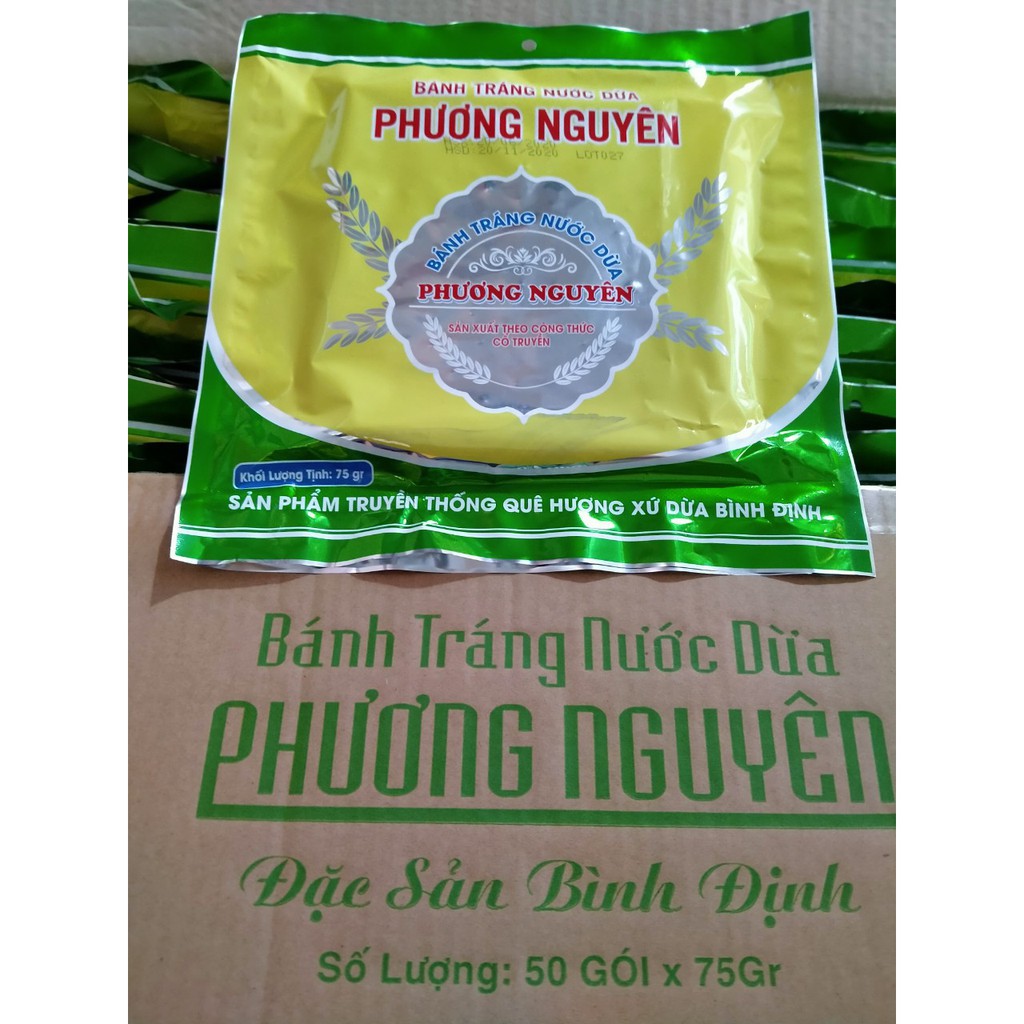 COMBO 2 GÓI BÁNH TRÁNG NƯỚC DỪA PHƯƠNG NGUYÊN ĐẶC SẢN BÌNH ĐỊNH - nướng sẵn ( gói 75gr )