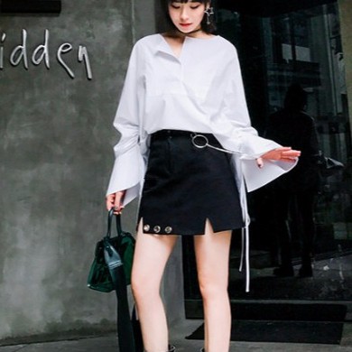 Chân Váy Xếp Ly Kaki Đen Chữ A Dáng Ngắn Váy Thiết Kế Xẻ Quyến Rũ Chân váy Ulzzang