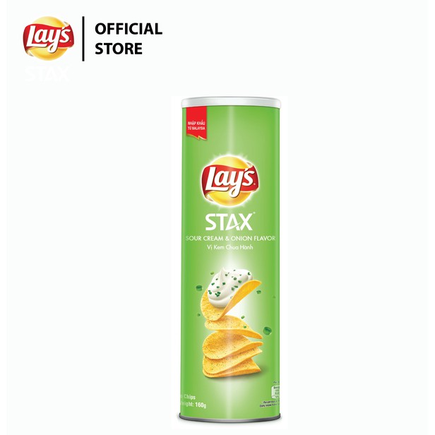 Snack khoai tây ống Lay's Stax Vị Kem chua hành tây 160g