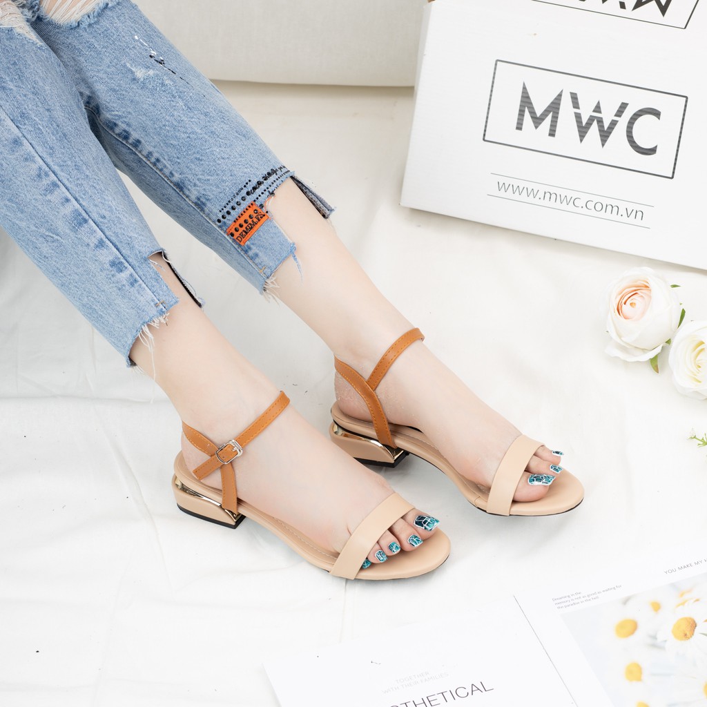 Giày Sandal Cao Gót MWC Đế Vuông 2CM Quai Ngang Thanh Lịch NUCG - 3987