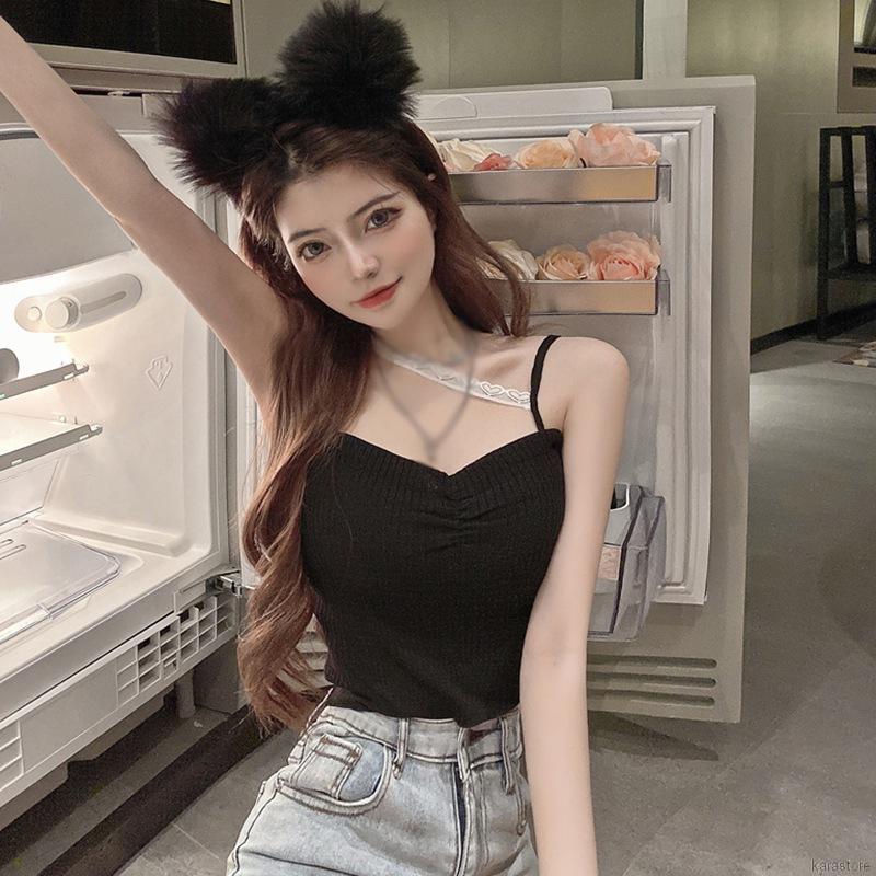 Áo Hai Dây Dệt Kim Cổ Chữ V Phối Ren Thời Trang Dành Cho Nữ | BigBuy360 - bigbuy360.vn