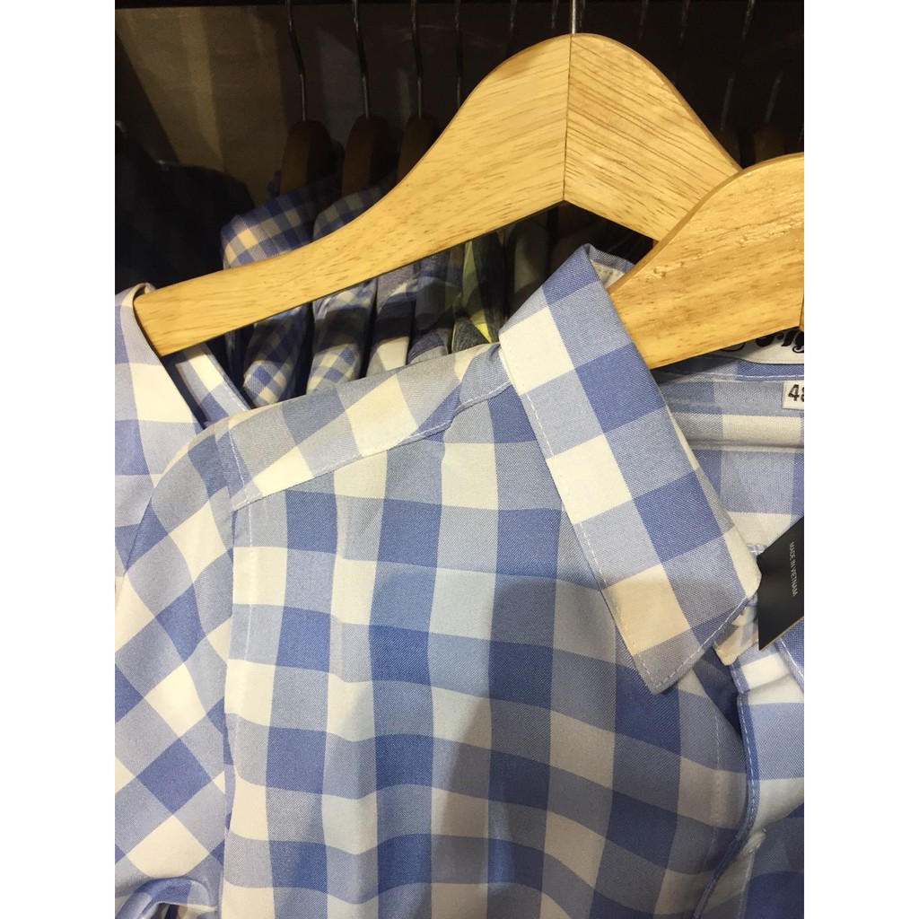 Combo Sơ Mi Váy Gia Đình FIGTREE Caro Xanh Mã 133A Siêu Yêu Thương