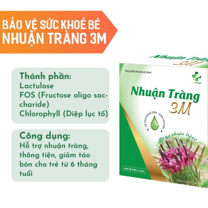 NHUẬN TRÀNG 3M - Hỗ trợ thông tiện, giảm táo bón cho bé