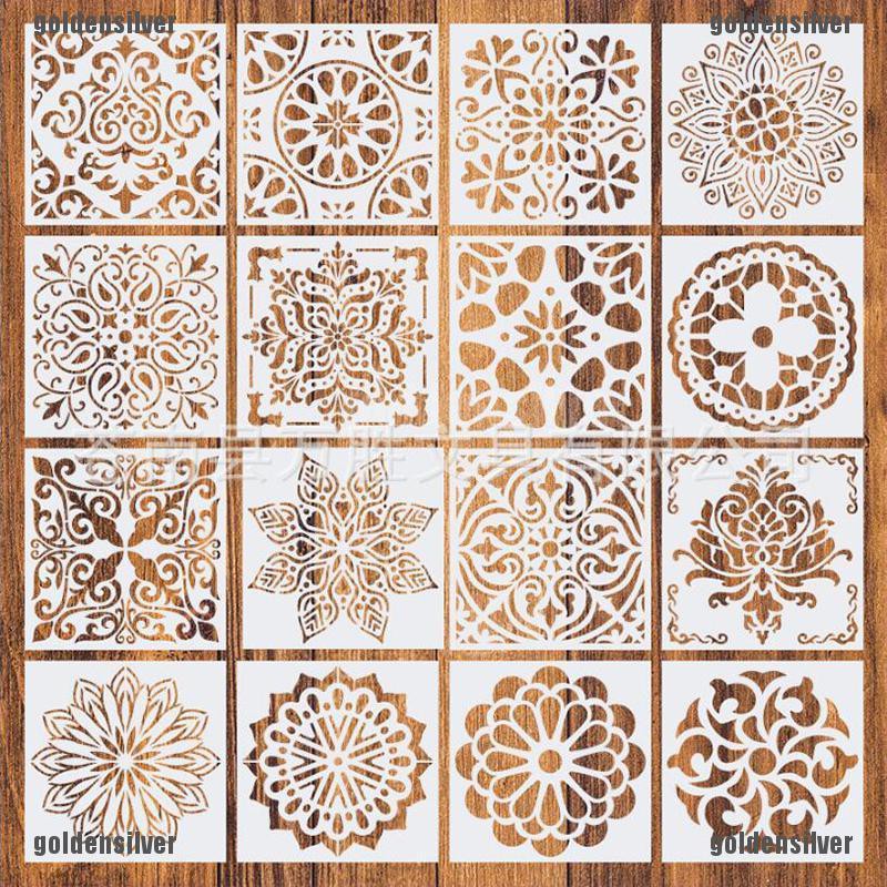 Bộ 16 Khuôn Họa Tiết Mandala Dùng Trang Trí Sàn Nhà