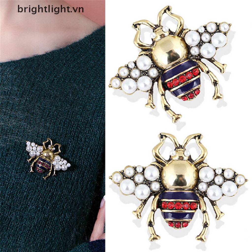 Cài Áo Hình Con Ong Đính Đá Pha Lê Phong Cách Vintage