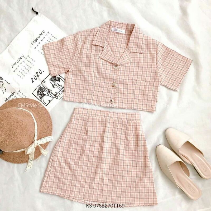 set croptop chân váy lưng chun siêu Hot giovamay5533