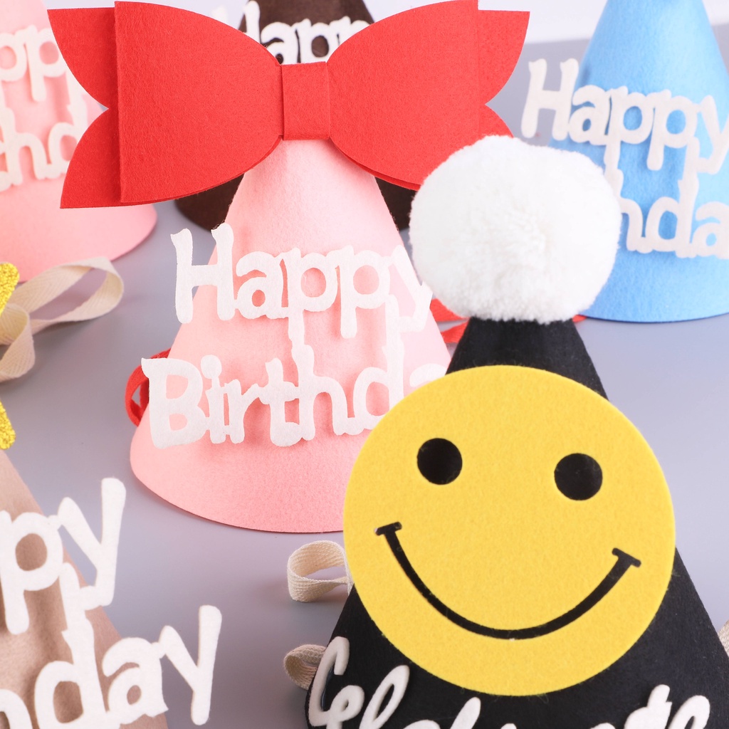 Nón sinh nhật 3D Phong Cách Hàn Quốc Vải Nỉ happy birthday cho bé Phụ kiện sinh nhật