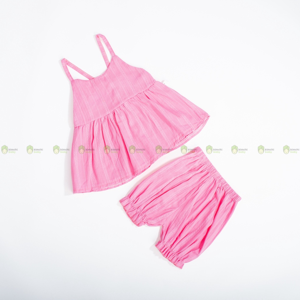Set Bộ 2 Dây Bé Gái Đi Biển Cực Đẹp KIMCHIBABY Vải Thô Mềm Mát, Set Đồ Bé Gái Mặc Đi Chơi CK05