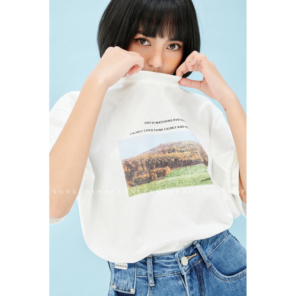 Áo thun form rộng in hình Xonxen shop chất cotton dày dặn free size, mã 5323