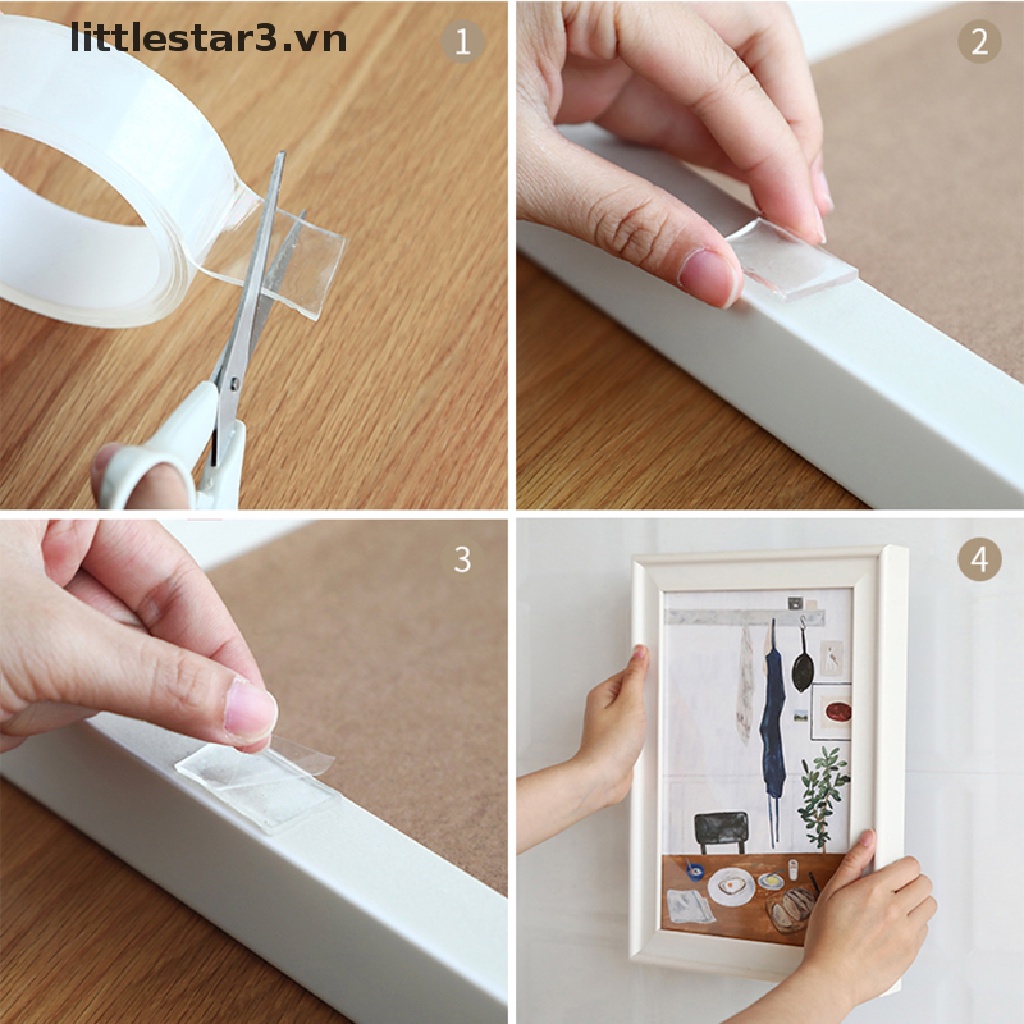 Set 3 Băng Keo Nano 2 Mặt Trong Suốt Có Thể Giặt Và Tái Sử Dụng