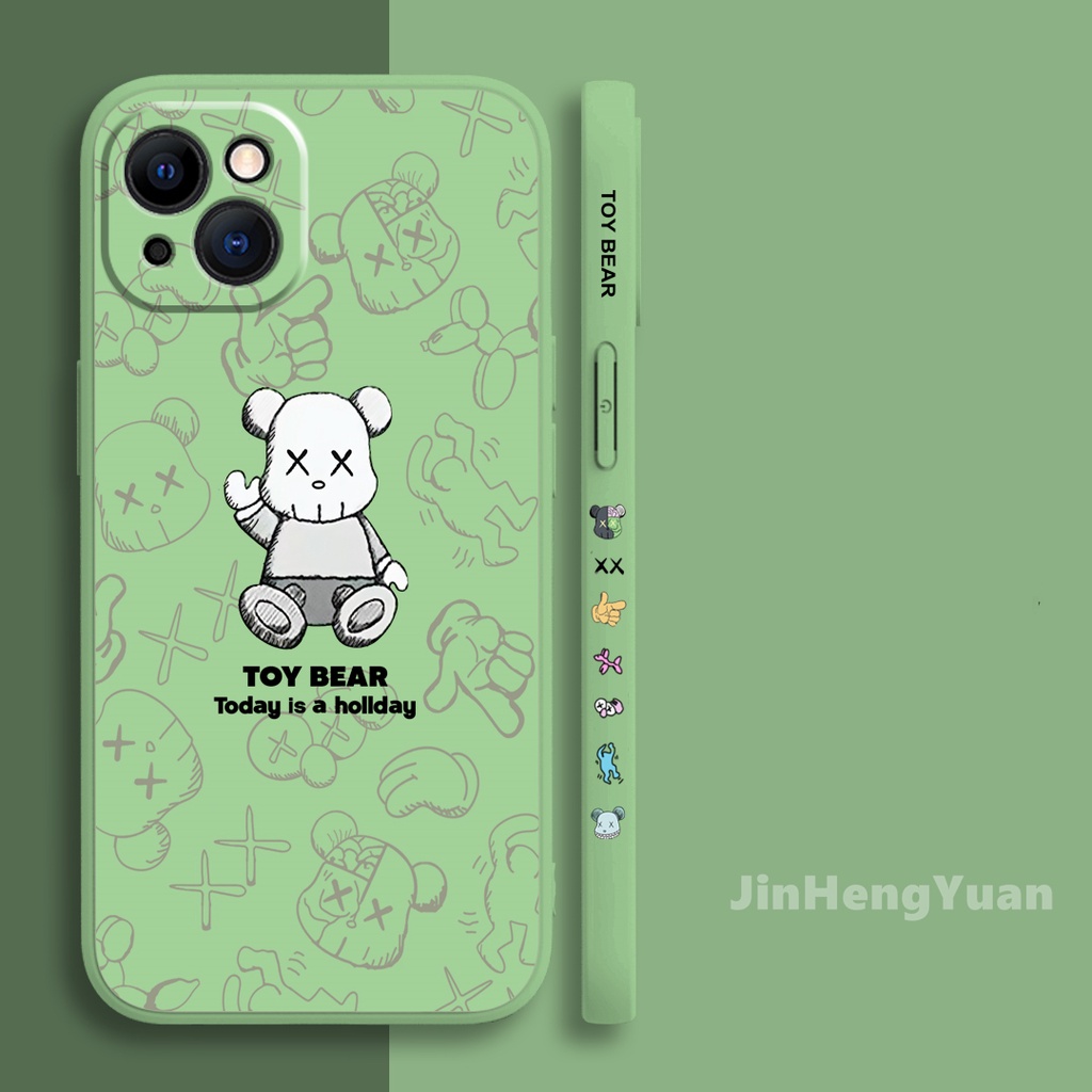 Ốp điện thoại silicone họa tiết hoạt hình gấu có dây đeo cho Iphone 12 13 Pro Max 11 Pro Max X Xs Xr 7 8 Plus
