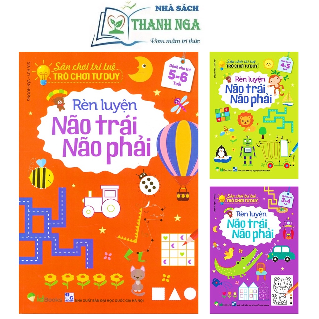 Sách - Bộ 3 Cuốn Sân Chơi Trí Tuệ - Trò Chơi Tư Duy Rèn Luyện Não Trái Não Phải - Dành cho trẻ từ 3-6 tuổi
