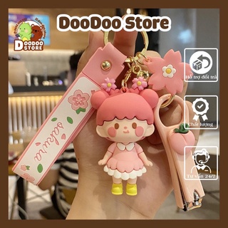 Móc khoá bé Hồng dễ thương A08, Móc chìa khoá bé gái cute màu hồng đáng yêu