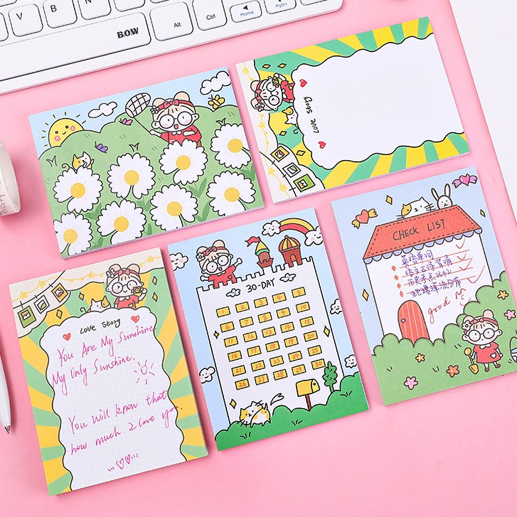 Cute Retro Style Decorative  Traveler's Notebook Cute Little Maru Post-It Cute Note Paper