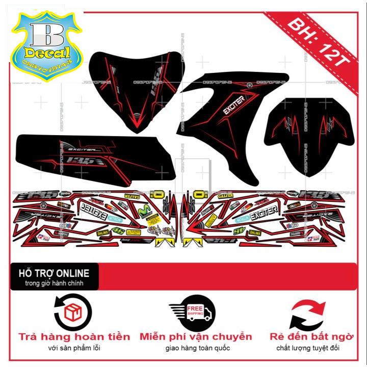 ( Quí khách vui lòng mang ra tiệm cho thợ dán ) Tem EX 2011 CHỈ SỌC ĐỎ ĐEN NHÁM [Bi Decal]