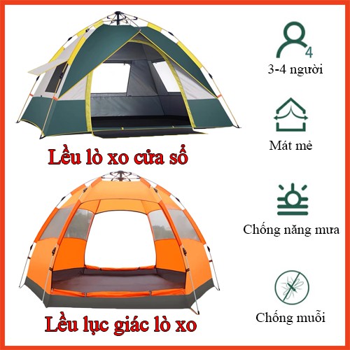 Lều cắm trại dã ngoại lò xo. Lều tự bung cao cấp | BigBuy360 - bigbuy360.vn