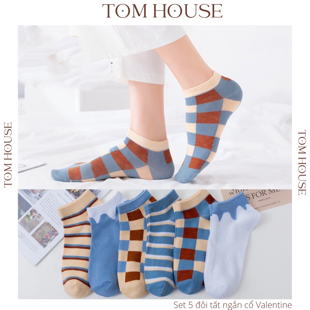 Set 5 đôi tất vớ ngắn cổ phong cách valentine ngọt ngào Tom House