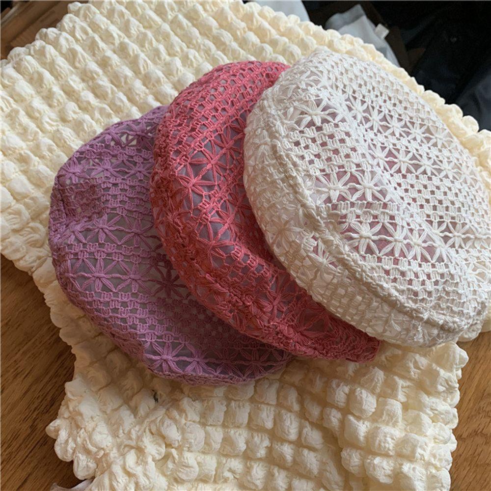 NICKOLAS Mũ Beret Mỏng Phối Ren Màu Trơn Thời Trang Mùa Hè Cho Nữ