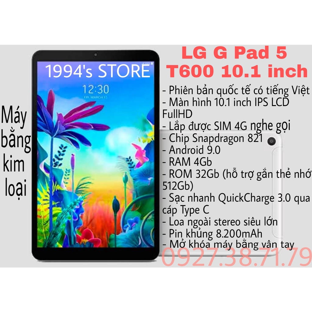 [CHƠI GAME + HỌC TẬP] Máy tính bảng LG G PAD 5 T600 - 4G LTE Nghe Gọi - Có sạc nhanh Quick Charge 3.0 | WebRaoVat - webraovat.net.vn