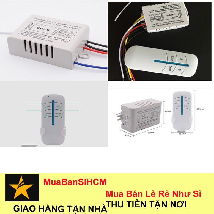 Bộ 2 sản phẩm công tắc điều khiển từ xa 1 kênh và công tắc điều khiển từ xa 2 kênh TOPHA TP 7379