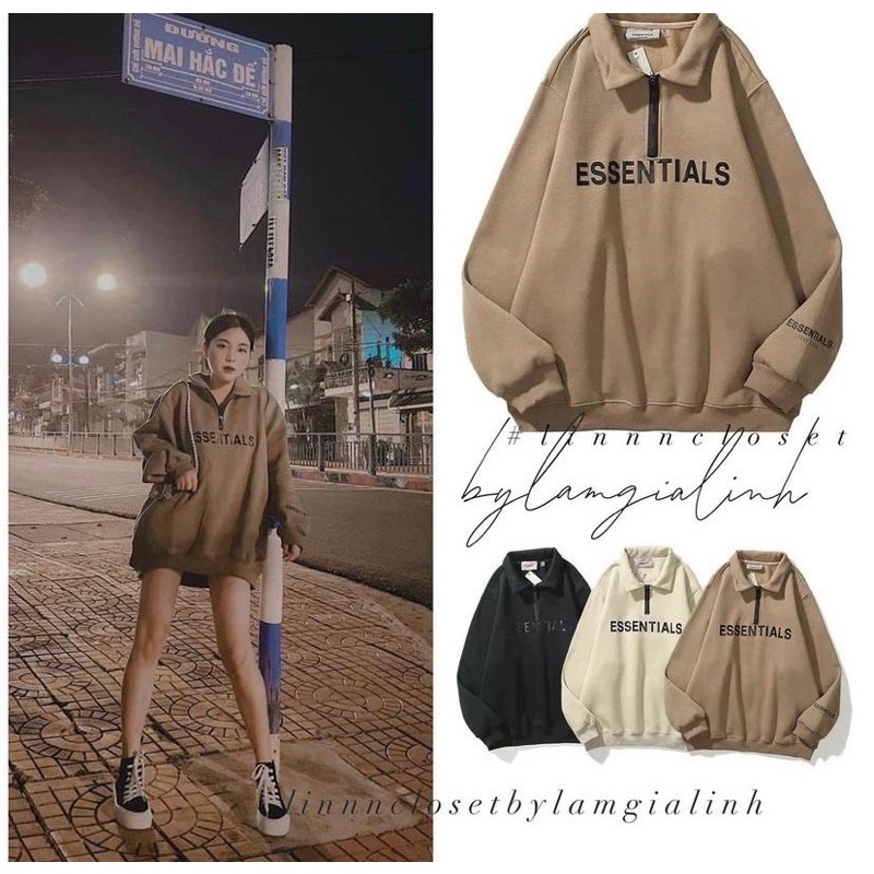 Áo nỉ bông cổ bẻ khoá ESS | BigBuy360 - bigbuy360.vn