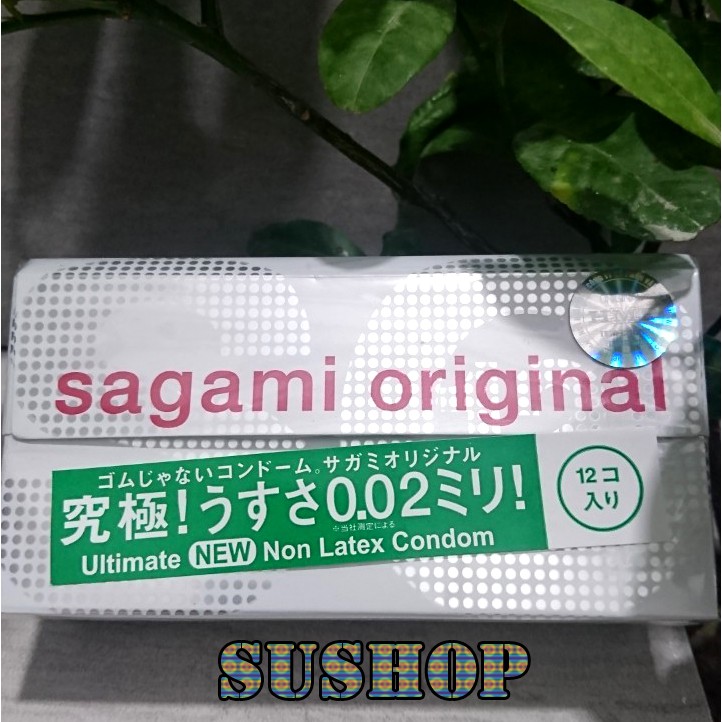 Hộp 12 chiếc bao cao su sagami 0.02 siêu mỏng, chống dị ứng( chính hãng )