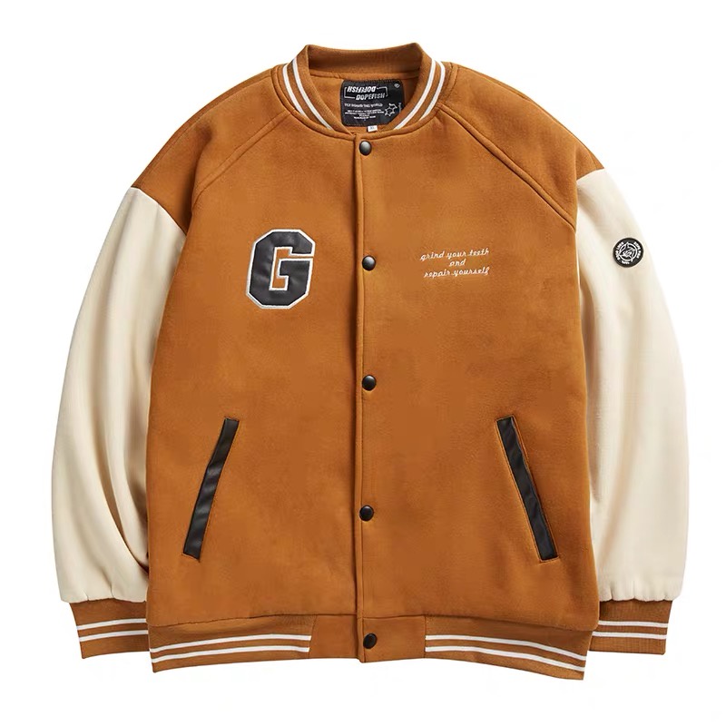 Áo khoác bomber nỉ màu nâu, màu đen nam nữ chất dày dặn hợp thu đông. | BigBuy360 - bigbuy360.vn