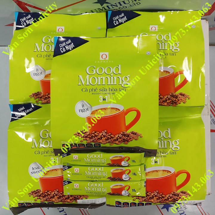05 bịch cà phê sữa ít ngọt Good morning Trần Quang 432g (24 gói dài * 18g)