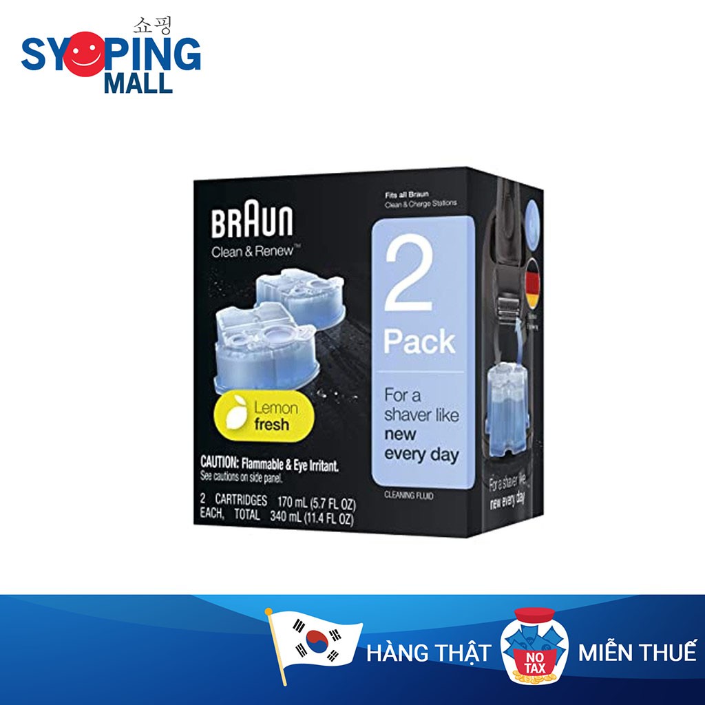 Bình nước rửa Braun Shaver Cleaning Cartridge CCR 2 4 5+2 Pack compatible with Clean & Renew Station Series 5 Series 9 5