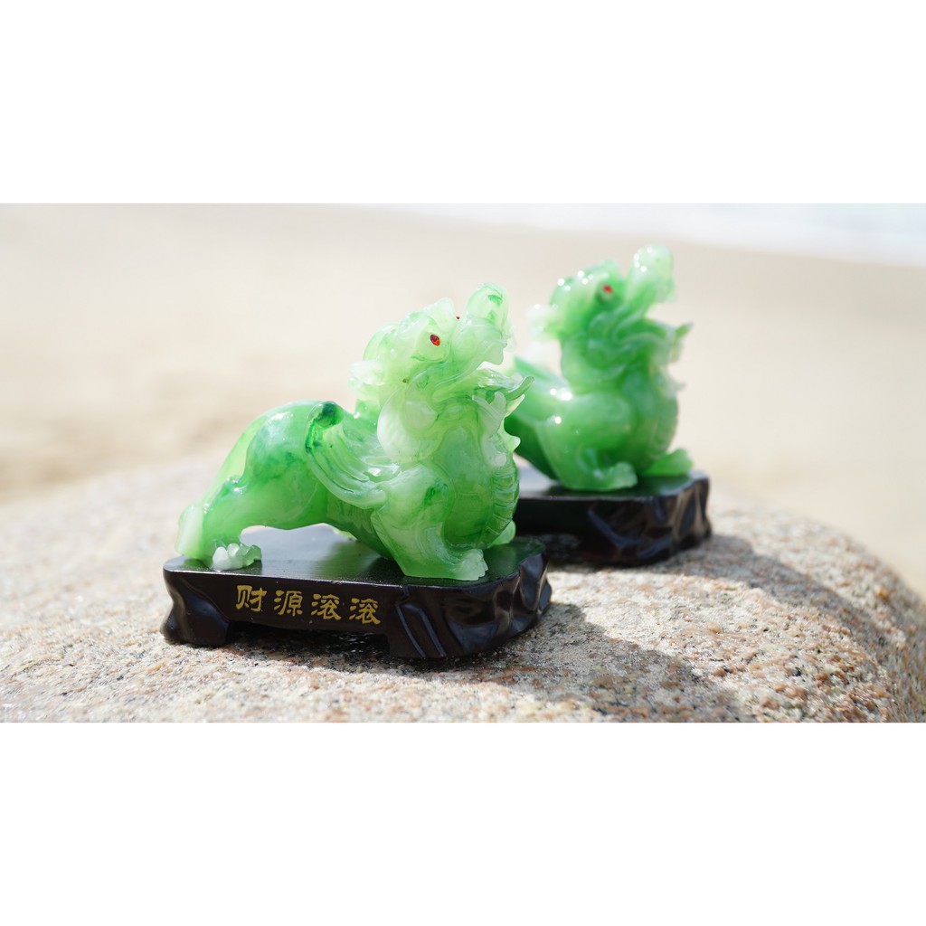 Cặp tượng Tỳ Hưu xanh ngọc phong thủy tài lộc - Cao 10cm | BigBuy360 - bigbuy360.vn