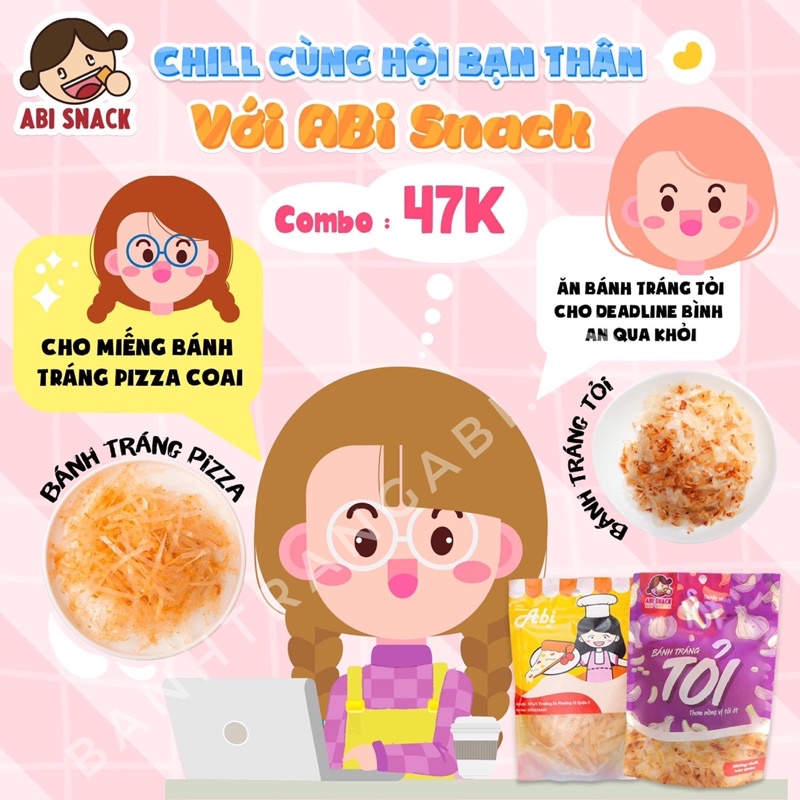 [SẴN SLL][FREESHIP TỪ 50K] COMBO “HỌC TẬP”: BÁNH TRÁNG TỎI, PIZZA ABI’S SNACK