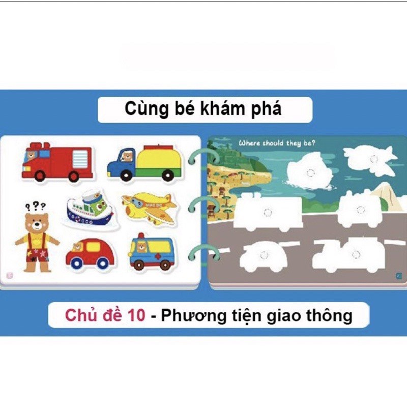 Học liệu bóc dán 17 chủ đề, học liệu busy book bóc dán thông minh cho bé